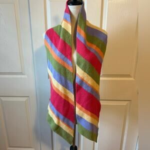 Talbots Vintage Y2K Wool Cashmere Blend Rainbow Knit Scarf Dopamine Pastel